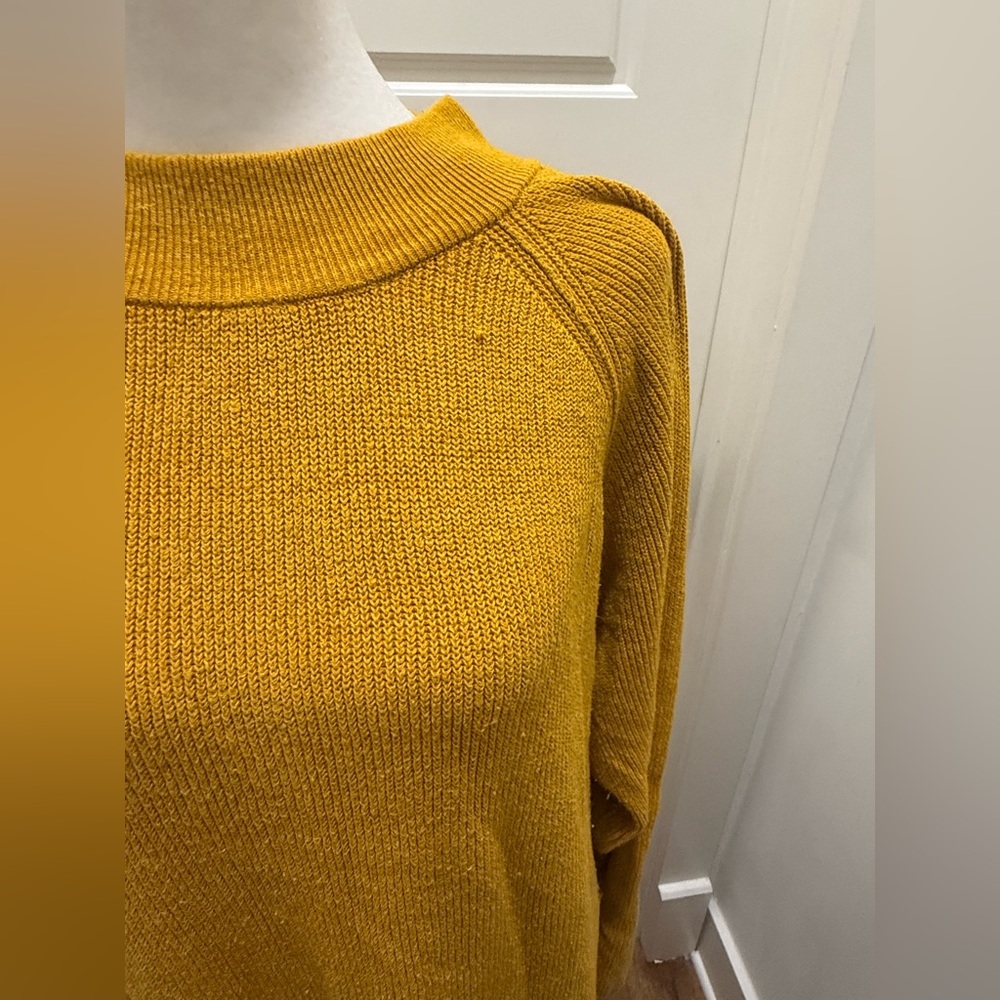 Free People Beach. Mustard Ribbed Sweater Dress. Size Large. - Picture 5 of 11